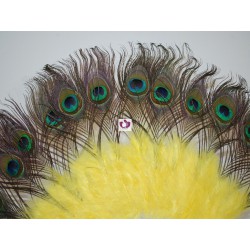 YELLOW FAN WITH FEATHERS